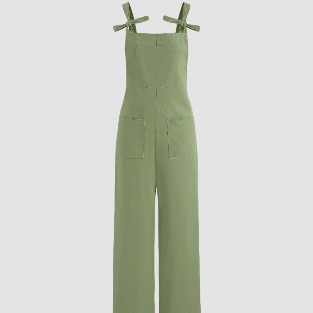 Solid Knotted Pocket Jumpsuit